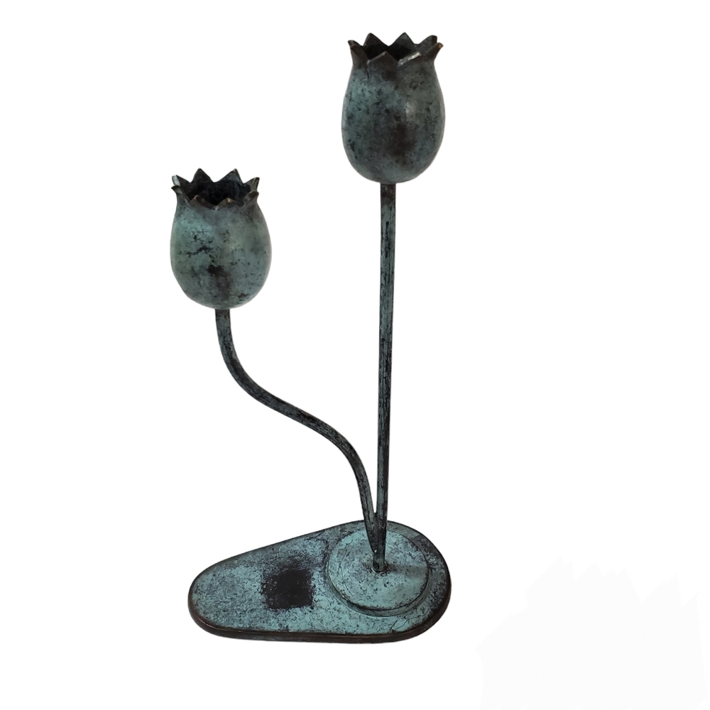 Anthropologie Double Tulip Tapered Candle Stick Holder